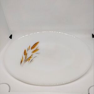 Vintage Fire King Wheat Milk Glass Platter 11.78"‎